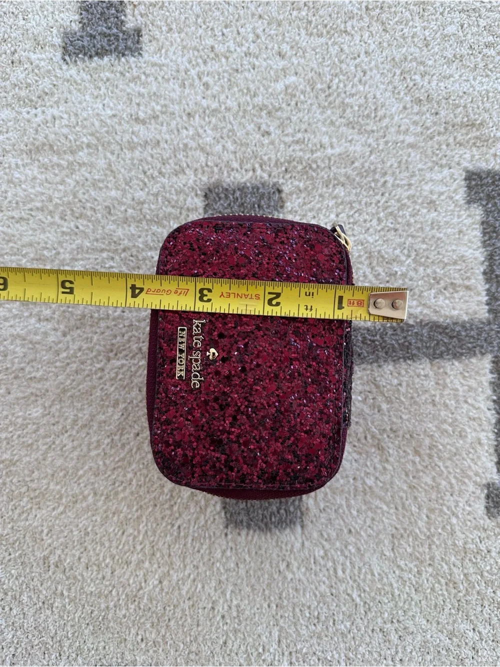 kate spade Glitter Zip Cosmetic Pouch - Deep Red